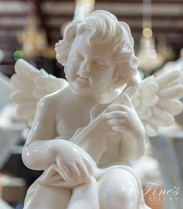 Marble Statues  - Mirror Cherubs On Spheres - MS-1382